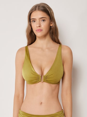 CALZEDONIA Triangle Bikini Top 'Shiny Satin' in Yellow: front