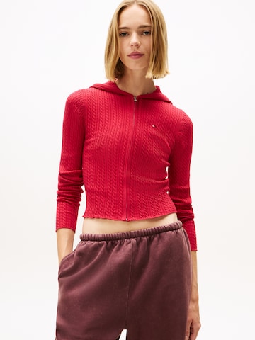 Tommy Jeans - Cárdigan 'ESSENTIAL' en rojo: frente