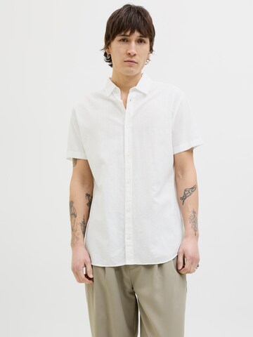 JACK & JONES Slim fit Overhemd 'JJEBreeze' in Wit: voorkant