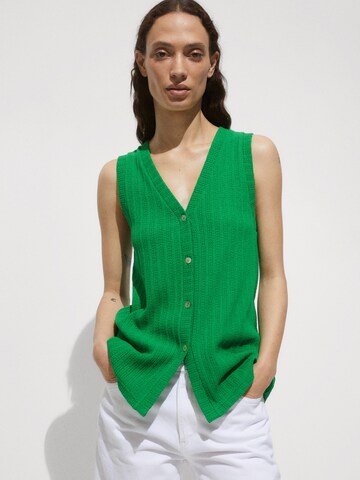 MANGO Gebreide bodywarmer 'LIME' in Groen: voorkant