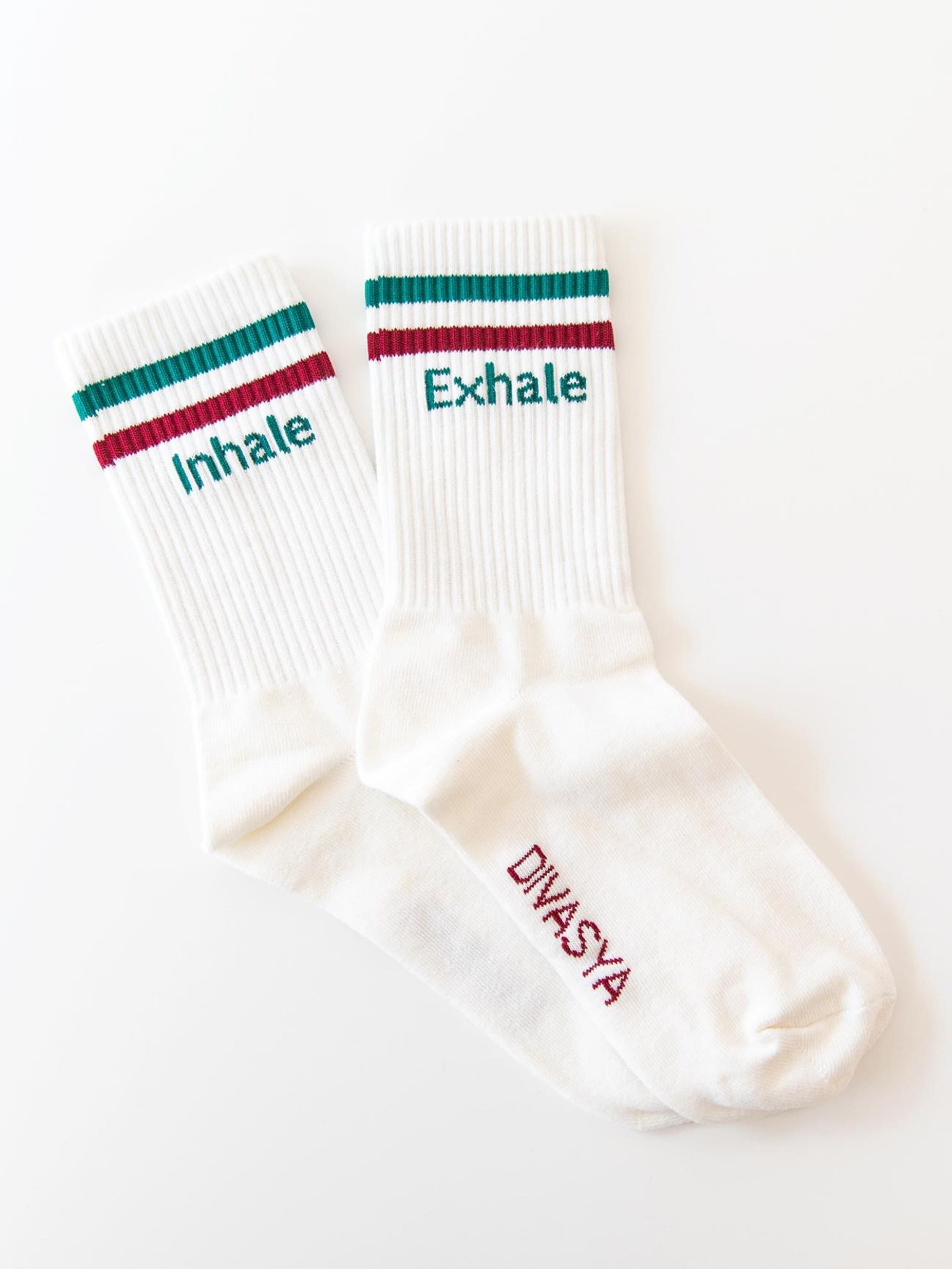 Divasya Socks 'Inhale Exhale' in Red: front