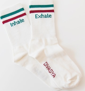 Divasya Socks 'Inhale Exhale' in Red: front