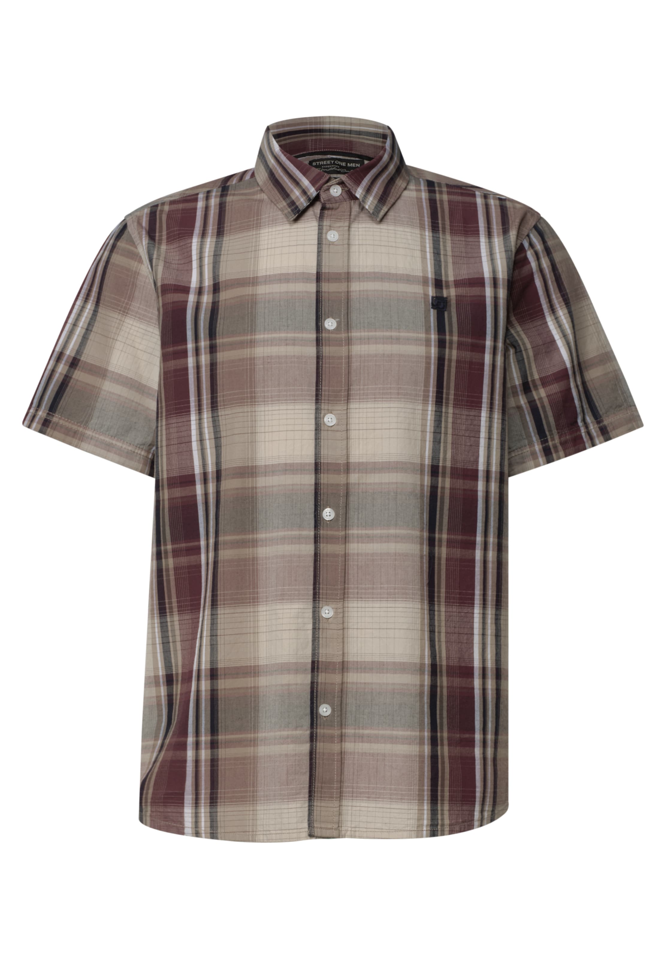 Street One MEN Regular fit Button Up Shirt in Beige: front