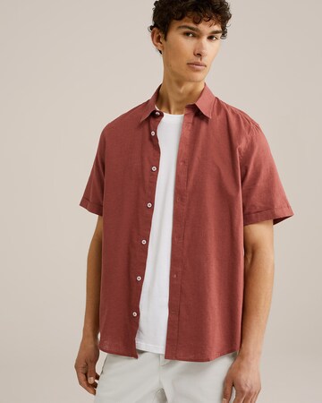 WE Fashion Regular fit Button Up Shirt in Red: front