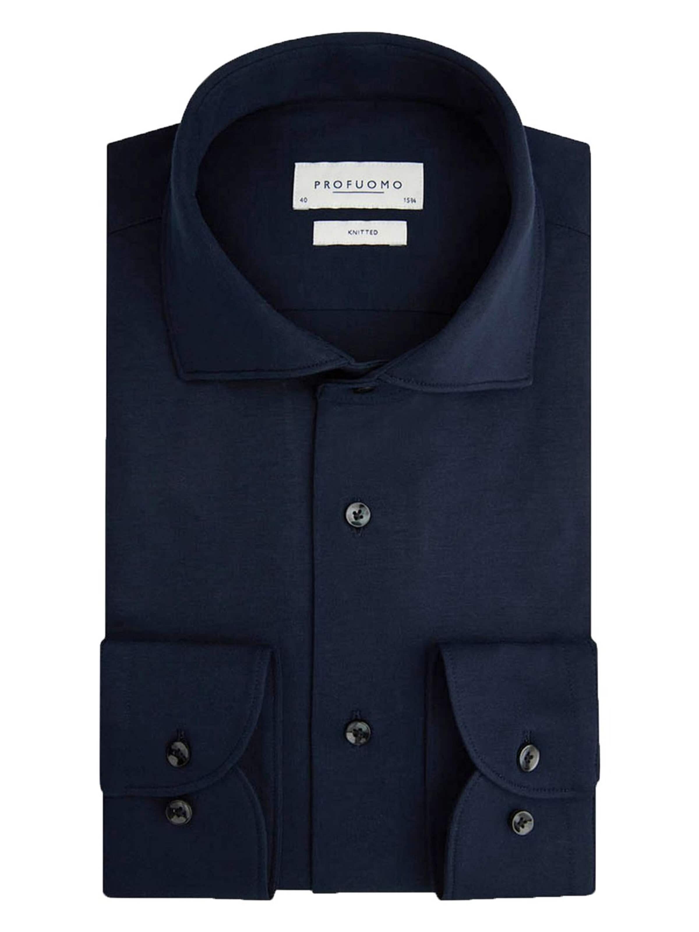 Profuomo Slim fit Button Up Shirt 'Knitted' in Blue: front