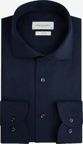 Profuomo Slim fit Button Up Shirt 'Knitted' in Blue: front