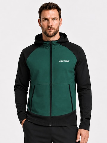 YOUTHUP Athletic Jacket 'UHRENFENSTER' in Green