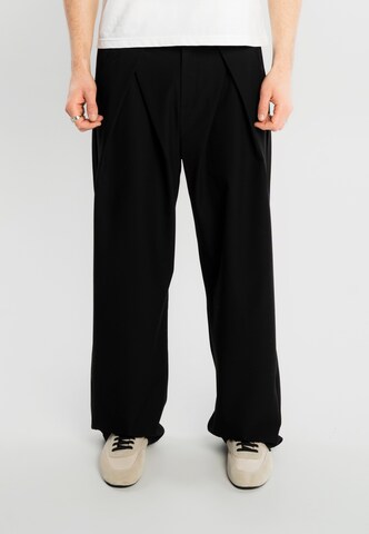 Wide Leg Pantalon à pince 'Dave' Another Cotton Lab en noir : devant