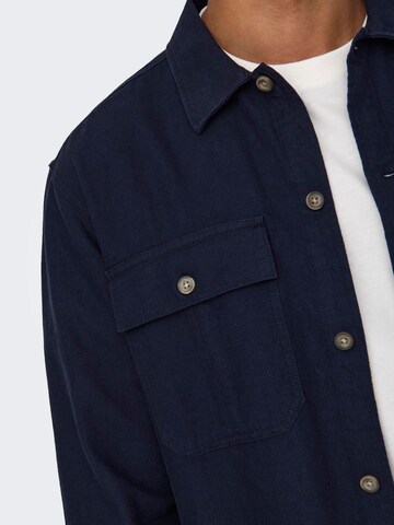 Only & Sons Regular fit Button Up Shirt 'KENNET' in Blue