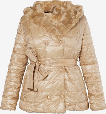 Giacca invernale di faina in beige: frontale