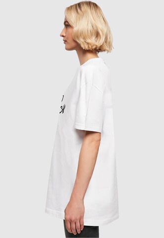 Merchcode Oversized shirt 'But First Coffee' in White