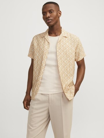 JACK & JONES Regular fit Overhemd 'Lincoln' in Beige: voorkant