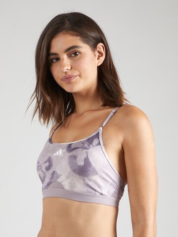 ADIDAS PERFORMANCE Bralette Sports Bra 'Aeroreact Train Essentials Light  Support Tie-Dye Flower Print' in Lilac, Mauve