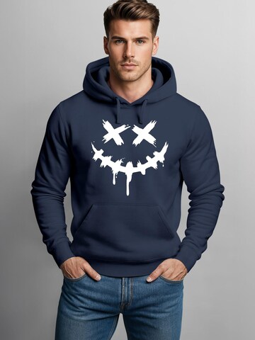 Neverless Sweatshirt 'Smile Face' in Blue