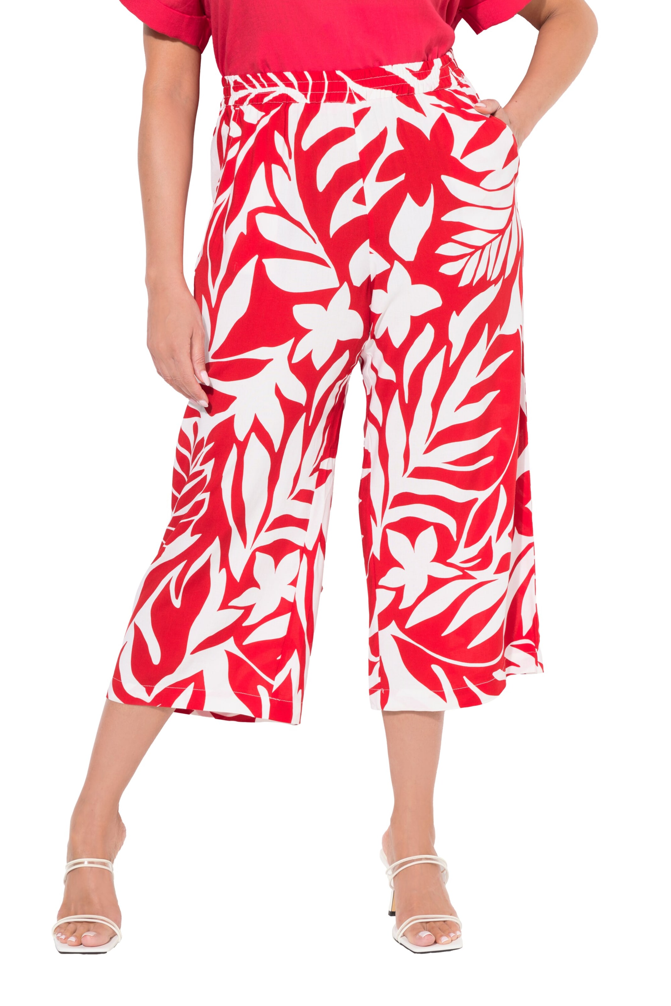 Ulla Popken Zvonové kalhoty Kalhoty – červená: přední strana