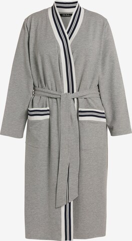 Ulla Popken Long Bathrobe in Grey: front