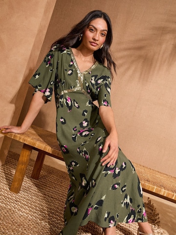 Robe love & roses en vert