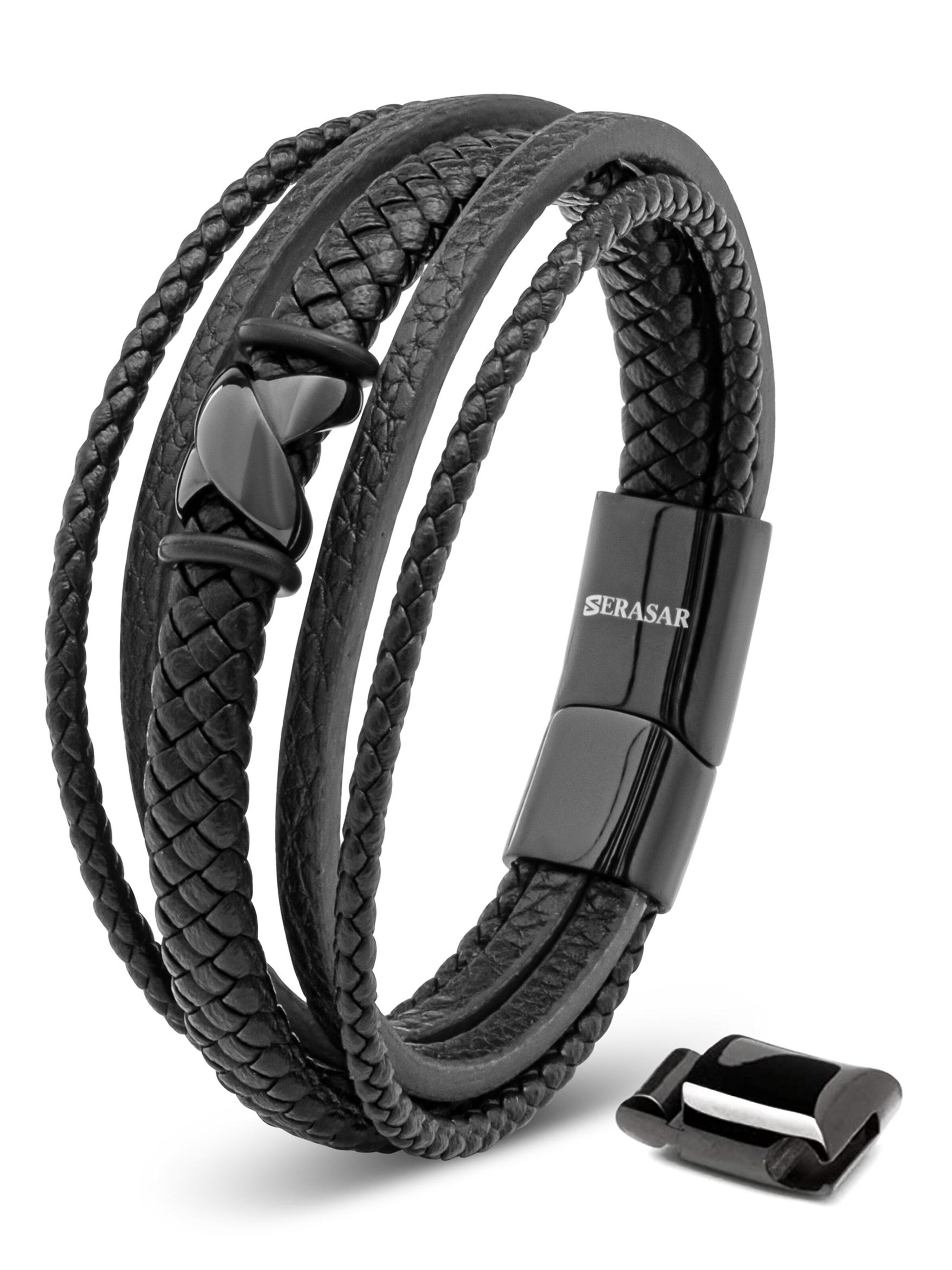 SERASAR Bracelet 'Flake' in Black: front