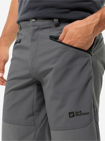 JACK WOLFSKIN Regular Workout Pants 'HIKING ALPINE' in Grey