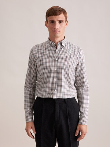 Coupe slim Chemise business 'SMART FLANNELS' SEIDENSTICKER en marron : devant