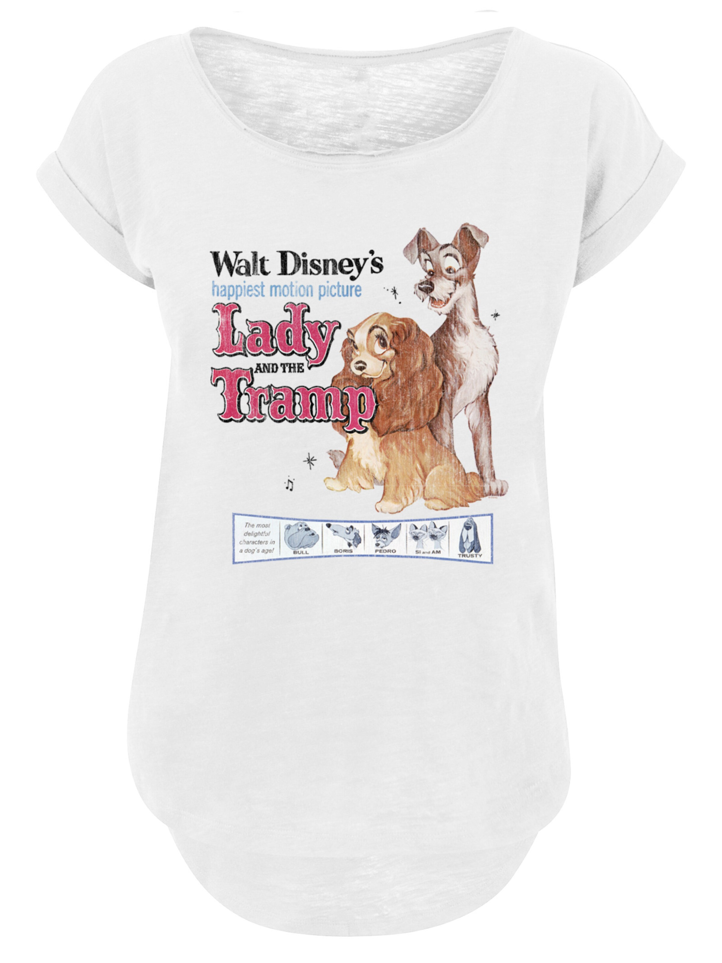 F4NT4STIC Shirt 'Disney Lady And The Tramp Distressed Classic Poster' in Wit: voorkant