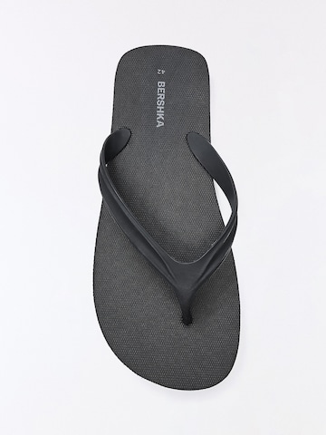 Bershka T-bar sandals in Black