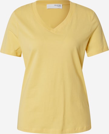 SELECTED Shirt 'SLFESSENTIAL' in Geel: voorkant