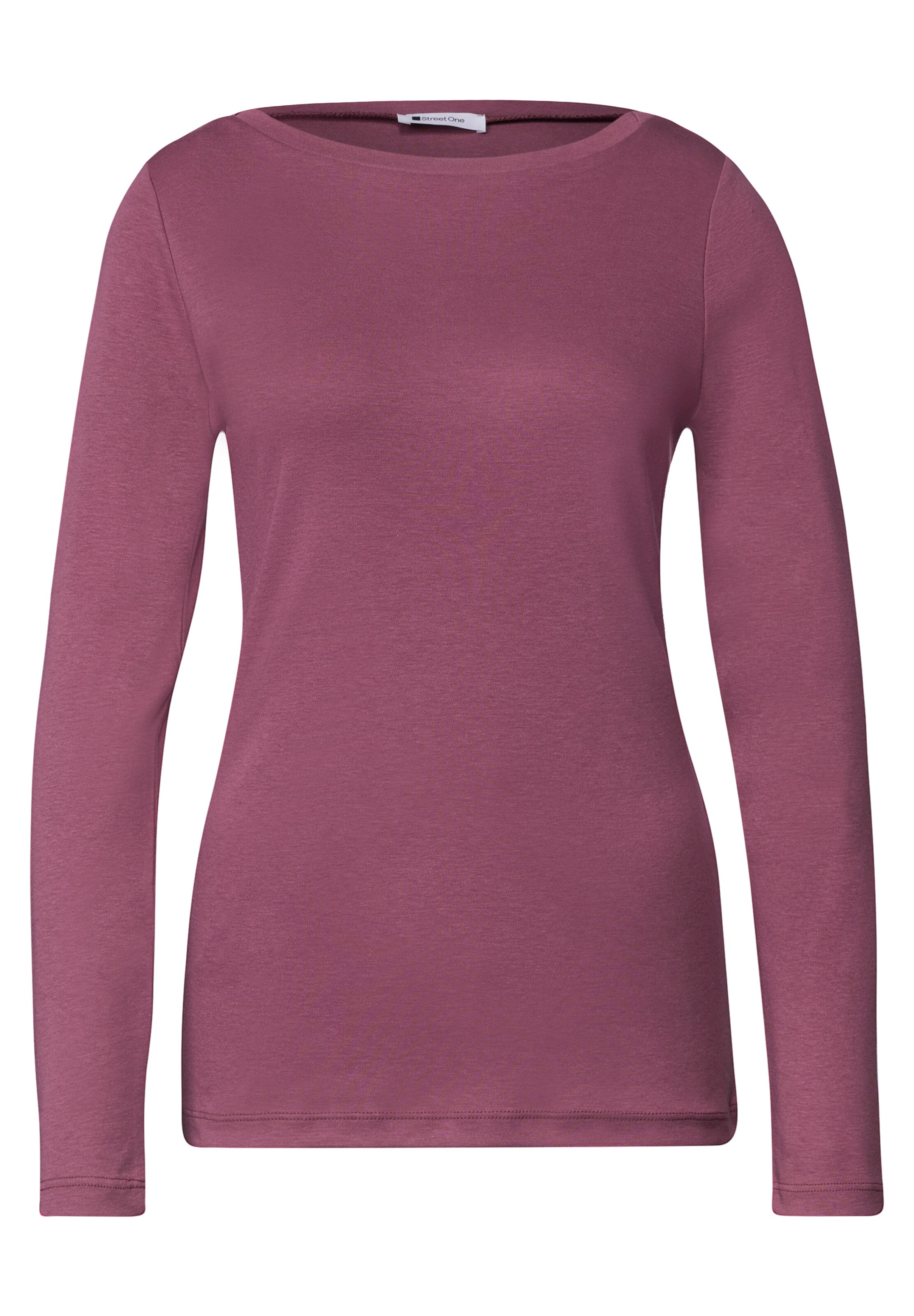 STREET ONE Langarm Shirt mit U-Boot-Ausschnitt in XS in altrosa, Produktansicht