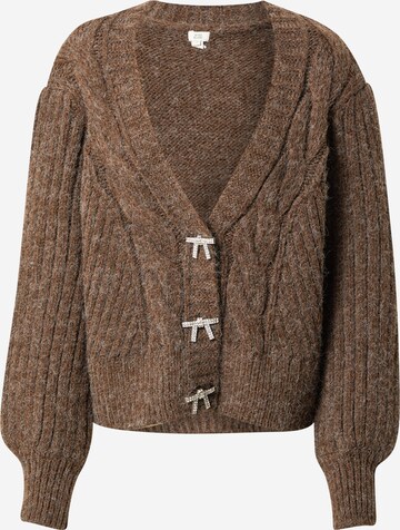 River Island Knit Cardigan in Brown: front