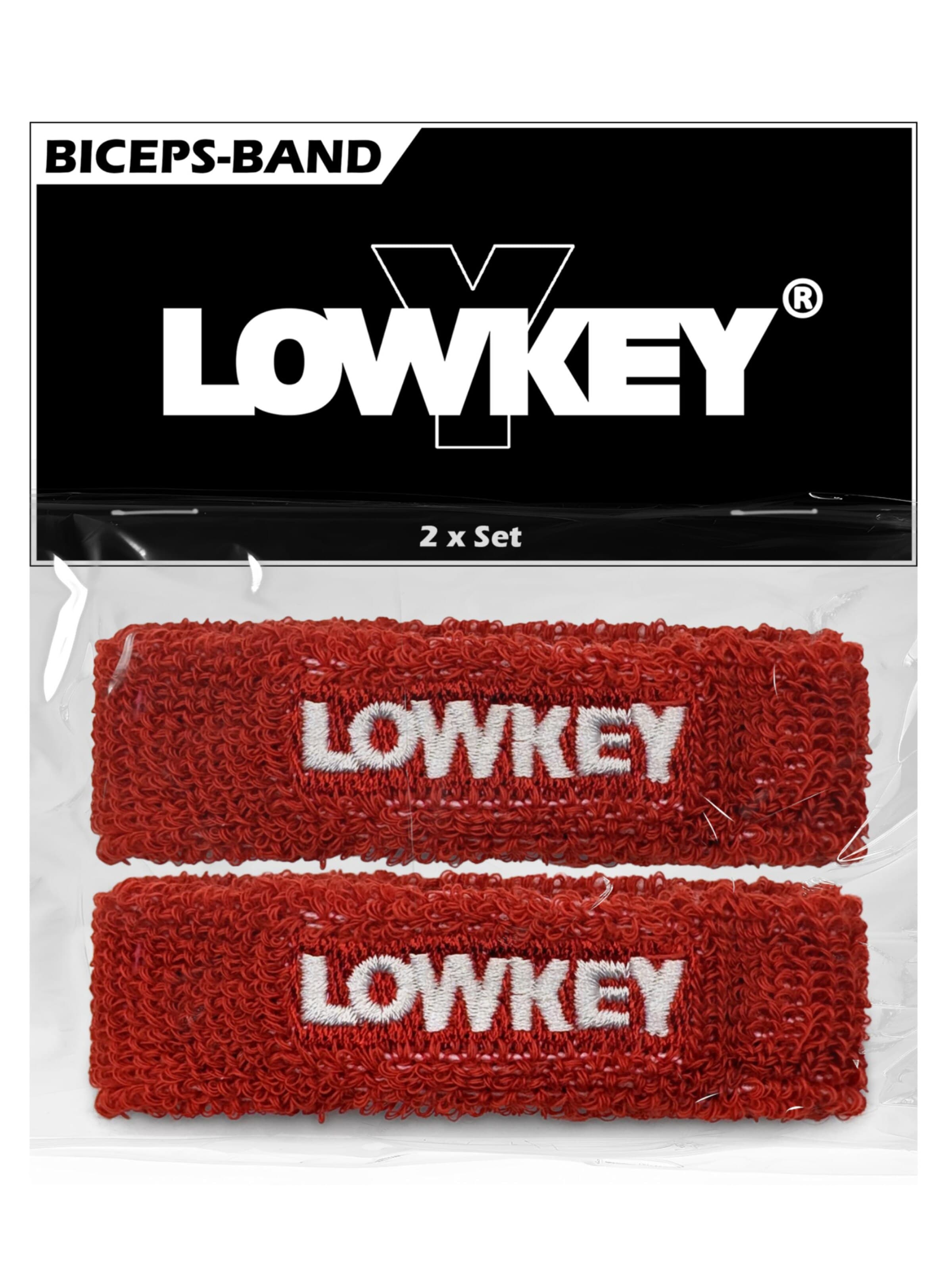 Lowkey Sweatband 'Bizeps Band Oberarm Schweißband Set' in Red: front
