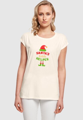 T-shirt 'Christmas Santa's Little Helper' Merchcode en beige : devant