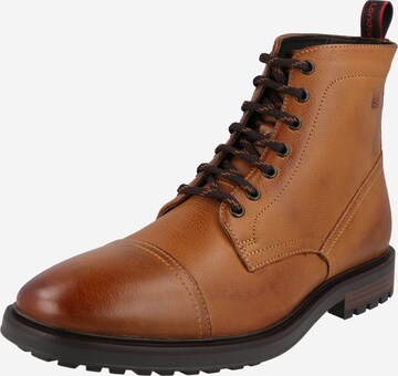 base London Boots med snörning 'TOMMY' i brun: framsida