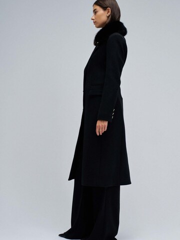 Salsa Jeans Winter Jacket 'Wool Coat With Faux Fur Collar' in Black