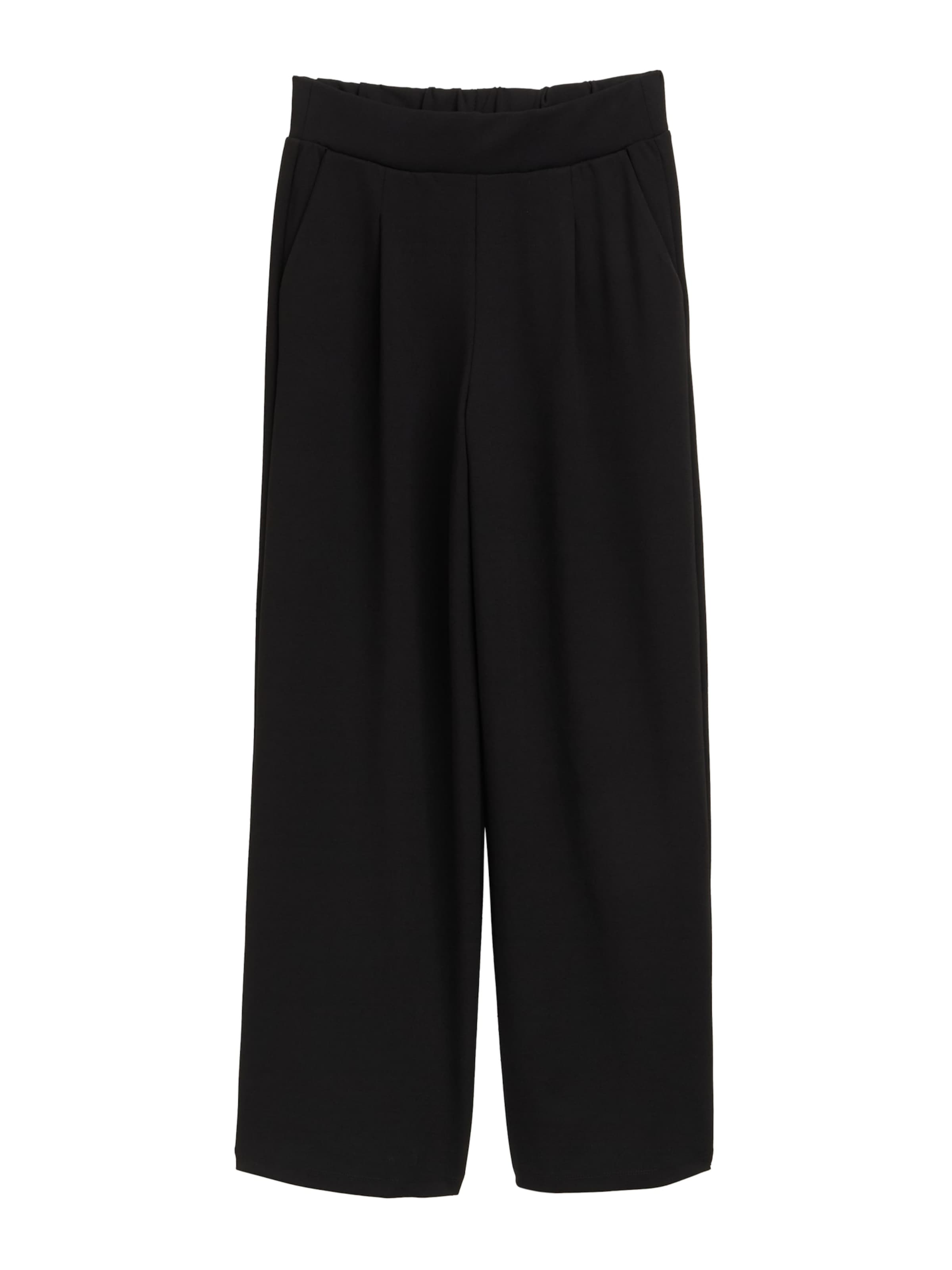 TOM TAILOR DENIM Wide leg Bandplooibroek in Zwart: voorkant