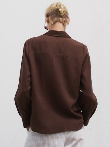 MANGO Blouse 'LINO' in Brown