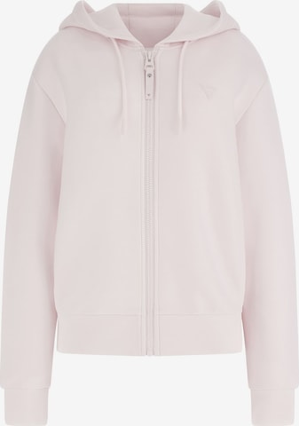 GUESS Athletic Zip-Up Hoodie in Pink: front
