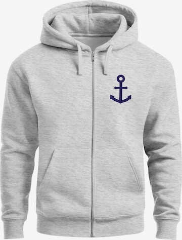 Neverless Sweatjacke 'Anker' in Grau: Vorderseite
