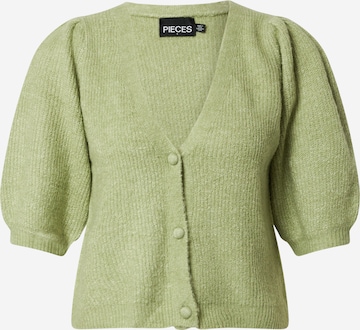 PIECES Knit Cardigan 'Jennifer' in Green: front