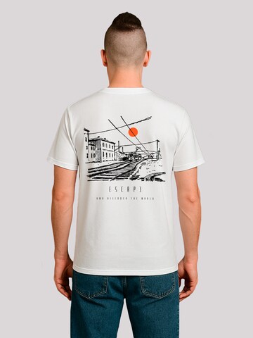 F4NT4STIC Shirt 'Escape Discover The World Town Train Station' in White: front