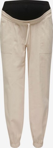 Effilé Pantalon Only Maternity en beige : devant