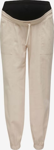 Only Maternity Tapered Pants in Beige: front