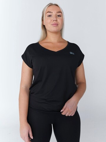 SPORTKIND Funktionsshirt 'Loose Fit V-Neck'‌‌‌‌‌‌‌‌‌ in Schwarz: Vorderseite