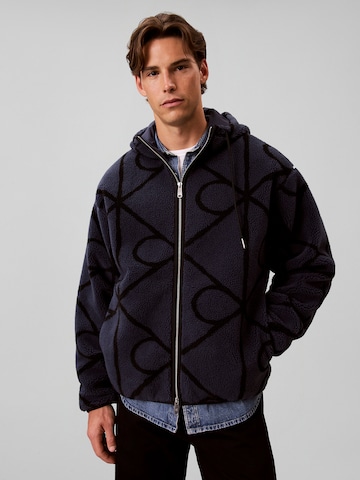 Calvin Klein Jeans Fleece jas in Blauw: voorkant