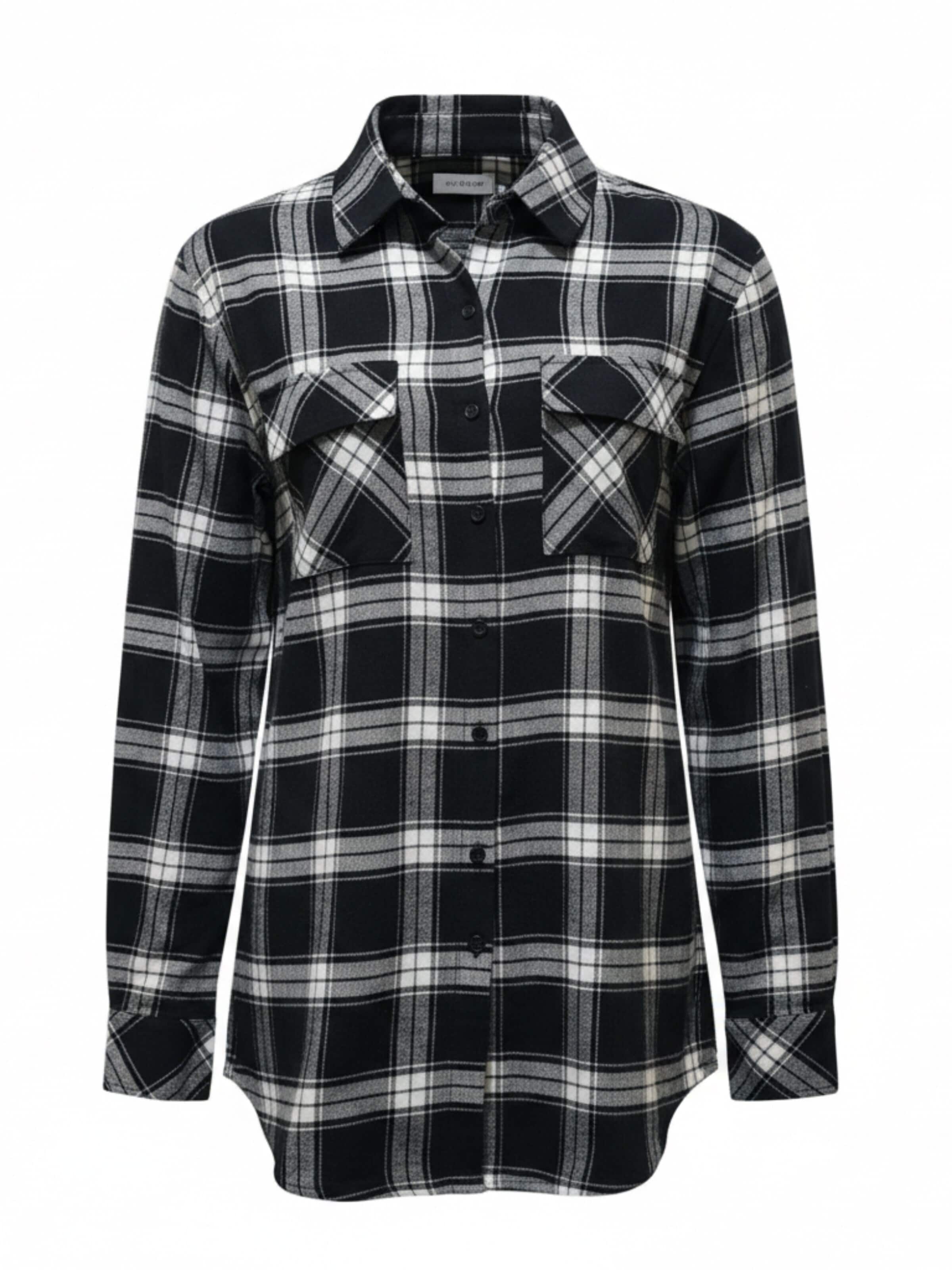Radwa Blouse 'Radwa Women’s Plaid Flannel' in Zwart: voorkant