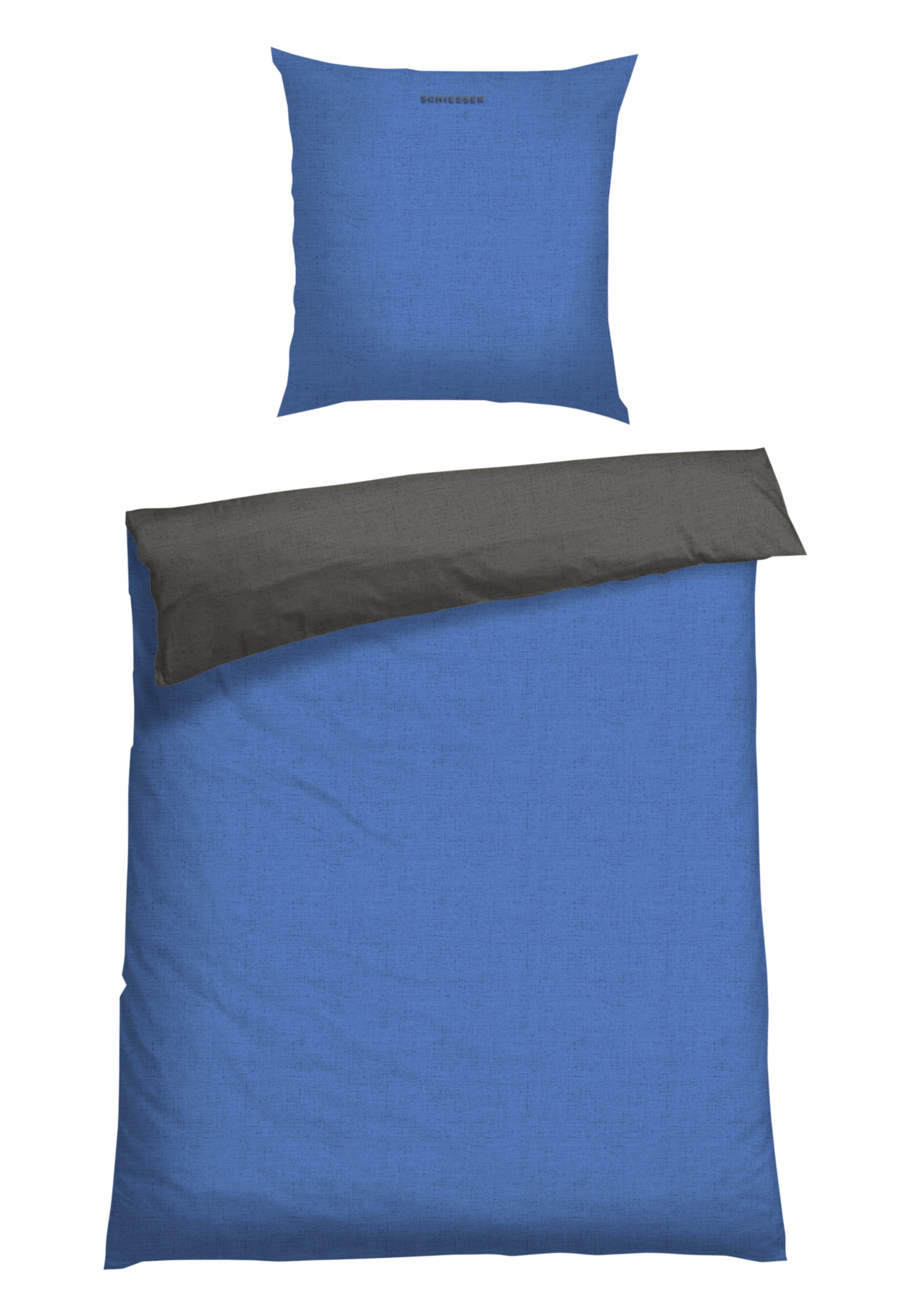 SCHIESSER Bettwäsche 'Doubleface Renforcé' in Blau: Vorderseite