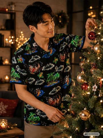 Coupe regular Chemise 'Christmas Island' King Kameha en noir