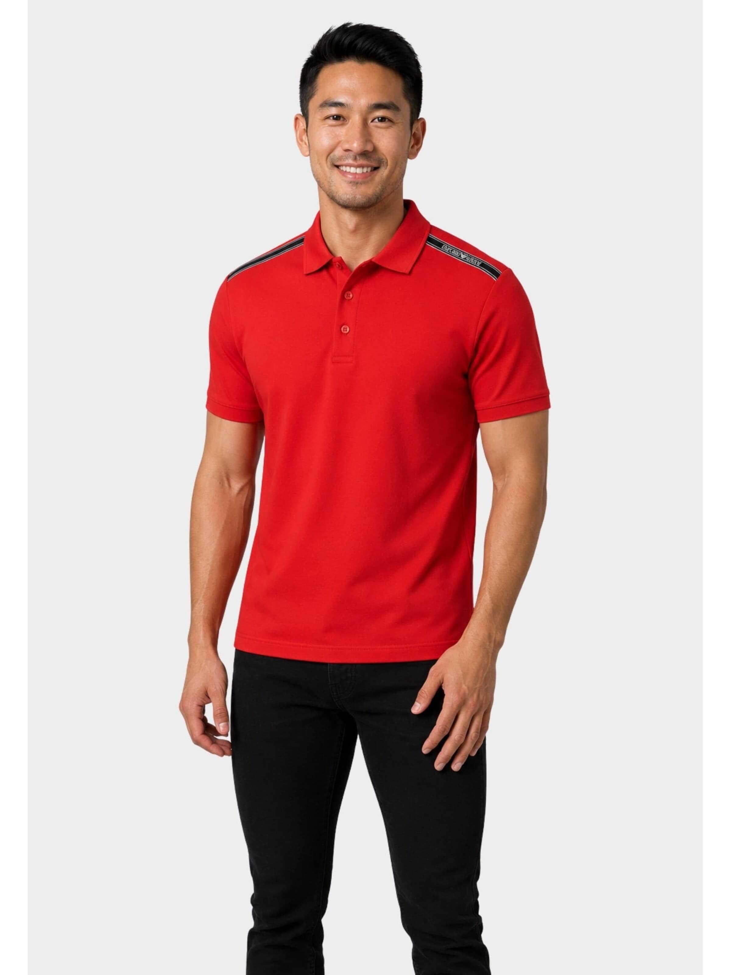 Emporio Armani - Camiseta 'Men's Polo Shirt with Logo Tape on Shoulders' en rojo