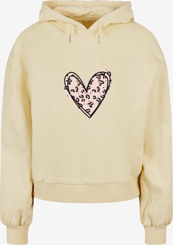 Merchcode Sweatshirt 'Valentines Day - Leopard Heart' in Beige: predná strana