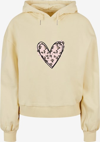 Merchcode Sweatshirt 'Valentines Day - Leopard Heart' in Beige: voorkant