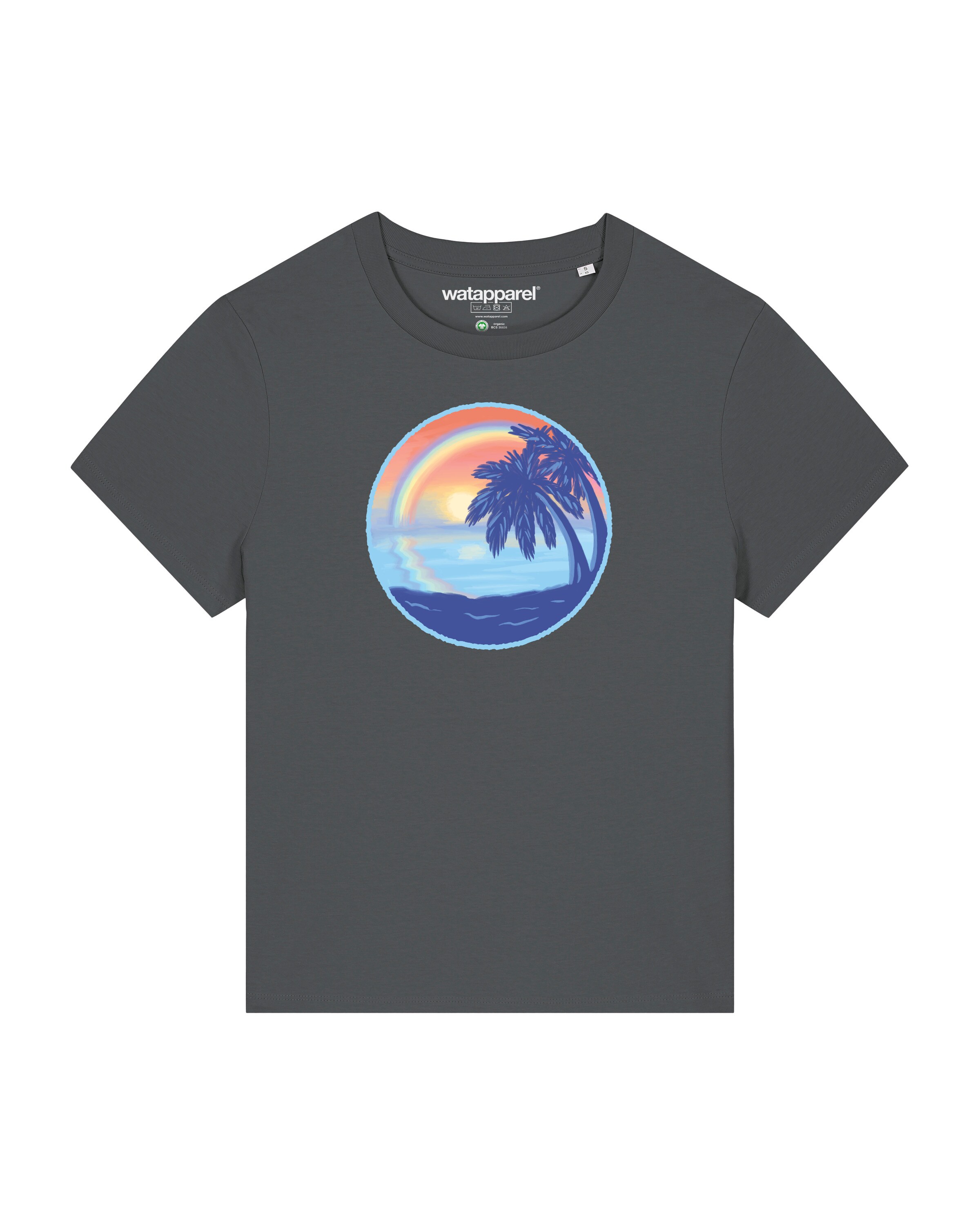 Watapparel T-Shirt ' Sunset Rainbow ' in Grau: Vorderseite